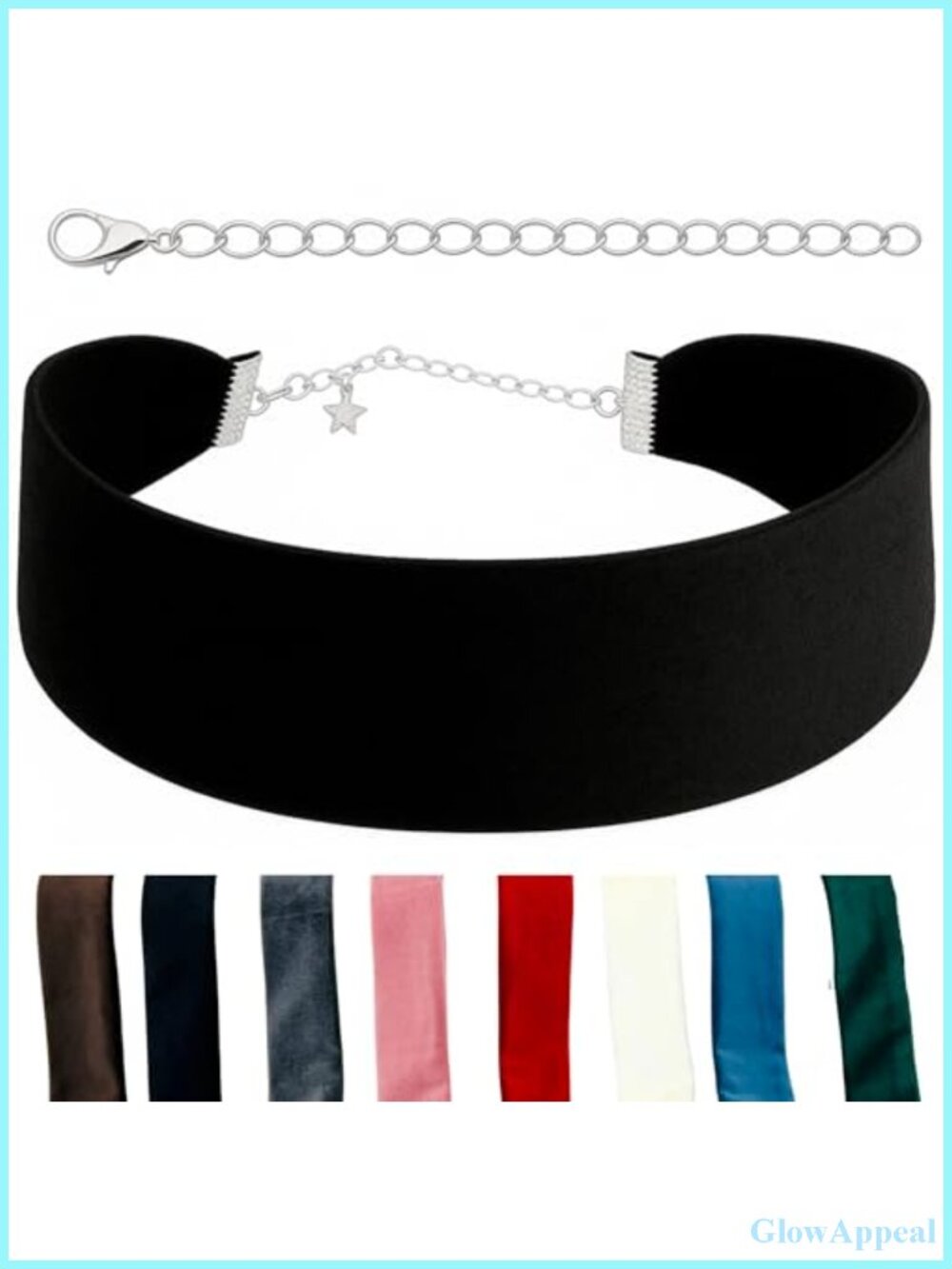 Wide 1.5" Velvet Ribbon Choker Adjustable Stainless Steel 90s Y2K